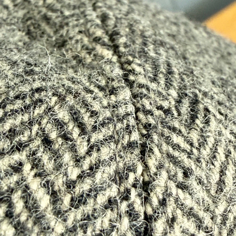 Vtg Coach‎ Wool Herringbone Bucket Hat Leather Trim Gray British Heritage Twee